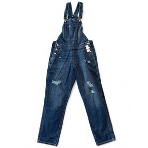 GAP Women Dark Dolly Slouchy Overall Denim Jeans Blue Size S